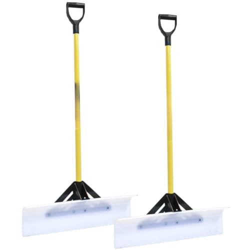 LIRHIQYGF 50530 2-Pack 30" Snow Pusher Shovel with UHMW Poly Blade, Fiberglass Handle and D-Grip