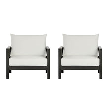 Christopher Knight Home Crew Acacia Wood Lounge Chair Outdoor Set of 2 with Removable Cushion, Solid Wood Patio Accent Chair with Textilene Accents, Patio Furniture Set Sofa Chair, Black+White