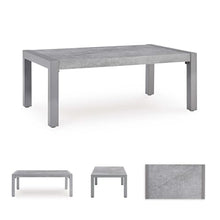 Signature Design by Ashley Moonlight View Contemporary Outdoor Fade and Rust Resistant Coffee Table with Stone Tabletop, Light Gray
