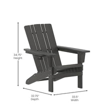 Flash Furniture Halifax Adirondack Chairs with Cup Holders, Weather Resistant Poly Resin Adirondack Chairs, Set of 4, Gray
