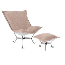 Howard Elliott Collection Patio Scroll Puff Chair Titanium- Alicante Blush