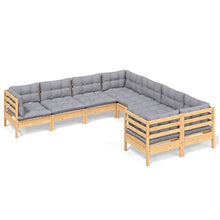KPOUTRFG 8-Piece Modular Garden Lounge Set in Grey and Natural Wood Modern Patio Furniture for Outdoor Seating