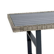 Benzara Foca 63 Inch Outdoor Rectangular Dining Table, Adjustable Height, Wicker