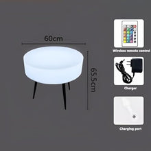 LED Glow Leisure Table Chair Set Of 5, Bar/lounge Round Coffee Table Waterproof Round Lighted Stool for Home Patio Party Mood Lighting Decor(White-B)