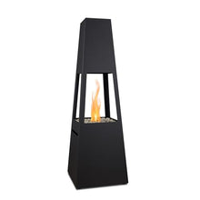 Real Flame Ferro 70" Chiminea Outdoor Propane Fire Pit with Hidden Propane Tank Storage, 50,000 BTU Gas Fireplace, Firepit with Storage Cover.