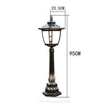JINHH Pathway Lamp Vintage E27 Outdoor Light Black Gold Aluminum and Glass Shade Garden Floor Lamp Waterproof IP44 Pedestal Lamps Villa Lawn Landscape Entrance Lighting Height