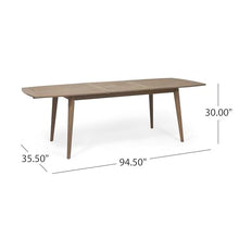 Christopher Knight Home Erica 94.5" L Outdoor Expandable Dining Table for, Acacia Wood Dining Table with Slat Design, Patio Dinner Table for 6-8 Person, Rectangular Table for Porch Garden, Grey