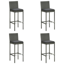 KDVXBCQJH 5 Piece Patio Bar Set PE Rattan Garden Dining Table Stools Gray