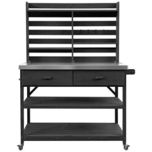 64.9" H Outdoor Potting Bench Table with Lockable Wheels