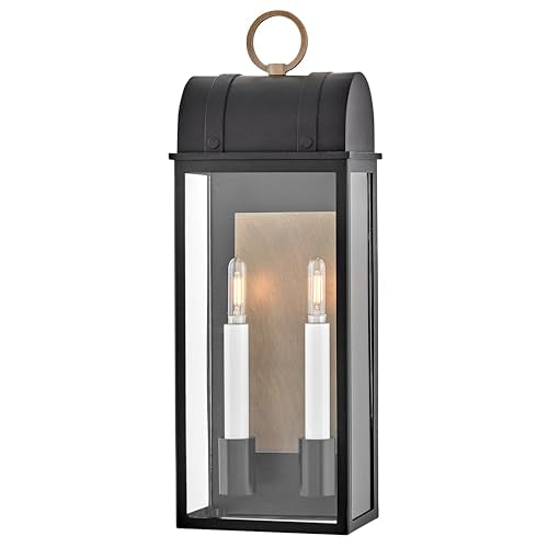 Hinkley Campbell Medium Outdoor Wall Mount Lantern, Black/Burnished Bronze
