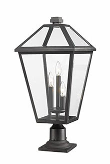 Z-Lite 3 Light Outdoor Pier Mounted Fixture 579PHXLR-533PM-BK, Clear Beveled