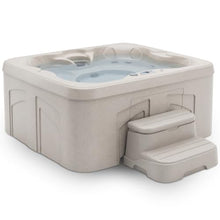 LifeSmart 4 Person Square Hot Tub Spa with Black Cover & Molded Spa Step, Sand