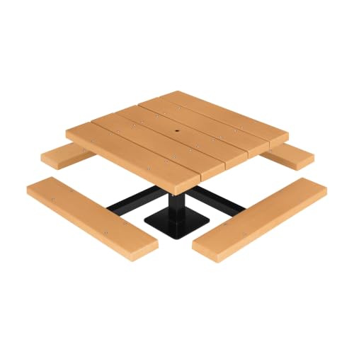 BarcoBoard 48 in. Square Pedestal Picnic Table, Surface Mount, Cedar
