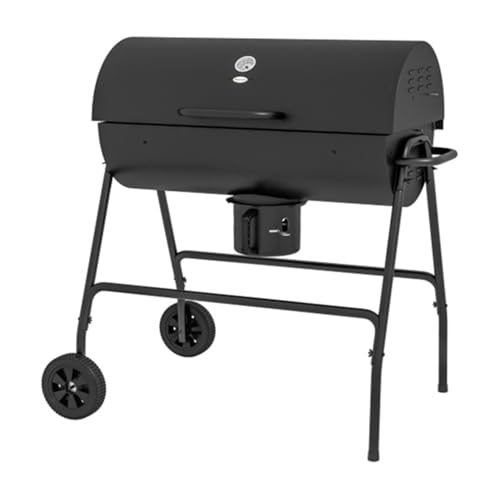 Compact Charcoal Grill, 2-Tier Cooking Surface, Portable BBQ Grill with Warming Rack, Built-in Thermometer, Pull-out Ash Catcher for Patio, Balcony, Camping