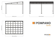 Sojag Pompano Wall Gazebo 12 Ft. x 16 Ft. Gray