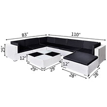 YUHI-HQYD 8 Piece Patio Lounge Set with Cushions,Patio Decor,Balcony Decor,Party Furniture,Comfortable Casual Furniture,Suitable for Balcony, Deck, Backyard, Patio, Garden, Poly Rattan White