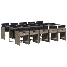 AMBERARD Patio Dining Set Set of 10 Gray PE Rattan Large Collapsible Furniture Set