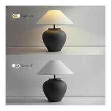 WOAITIANTIAN Desk Lamps Farmhouse Table Lamp 18.8" Black Ceramic Rustic Nightstand for Bedroom Living Room(Black)
