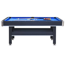 YESGIGA 6-ft Pool Table with Table Tennis Top Black+Blue Felt