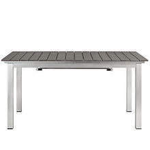 Modway Shore Aluminum Outdoor Patio 62" to 94" Extendable Dining Table in Silver Gray