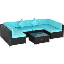 YWMLFZ Patio Furniture Sets Outdoor All Weather Rattan Sectional Sofa Set with Cushions & Tempered Glass Desktop