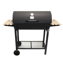 Charcoal Portable BBQ Grill with Wooden Shelf and Wheels, 49.2 in (125 cm) Wide