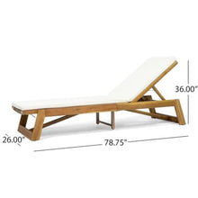 Noble House Kyoto Outdoor Wood 3-Pc Chaise Lounge Set with Cushion Cream