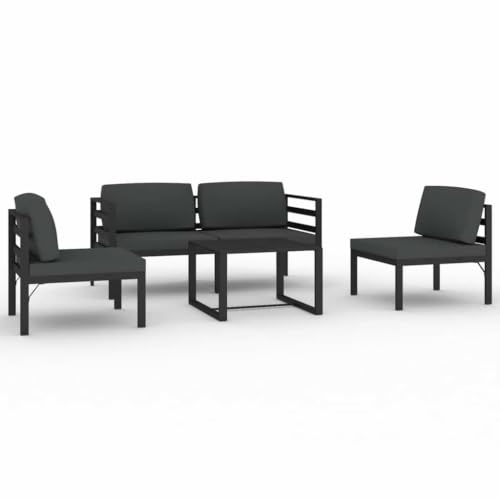 MNCVXAXG 5 Piece Patio Lounge Set with Cushions Aluminum Anthracite