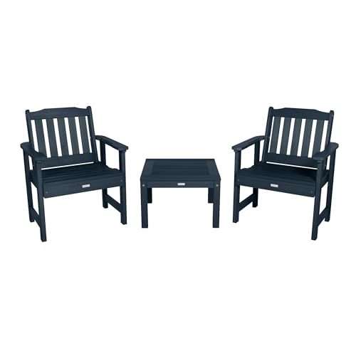 highwood AD-KITCHGL2-FBE 2 Lehigh Garden Chairs with 1 Square Side Table 3-Piece Set, Federal Blue