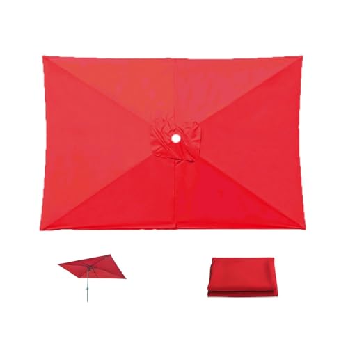 Replacement Canopy for 6.5'x10' Patio Umbrella - Waterproof Rectangular Parasol Top Cover UV-Resistant Fabric Easy Installation for Market Tables Outdoor Shade Solution,Red-300x200cm/10x6.5ft