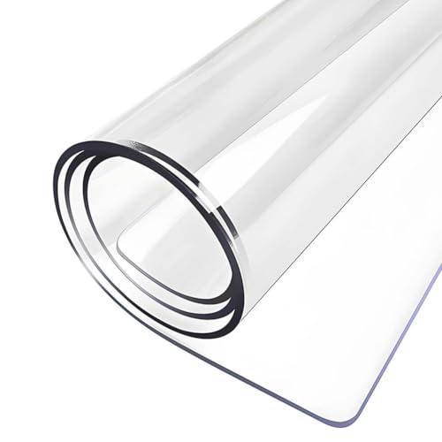 Ffsaacol Clear Table Cover Protector, Plastic Table Cloth Desk Protector Mat Waterproof, Anti-Slip for Office, Restaurant Transparent PVC Tablecloth 3mm, 85x195cm/33x77in