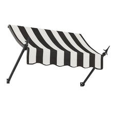 Awntech 3' New Orleans (40.5"-24"-16") Fixed Awning with Spear Arms, Black/White Stripe