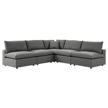 Modway Commix 5-Piece Modern Fabric Patio Sectional Sofa in Charcoal