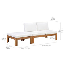 Teamson Home 2-Piece Outdoor Sectional Sofa Set, Natural Finish | Modular Acacia Wood Frame, Chaise Lounge Convertible, Weather-Resistant Cushions