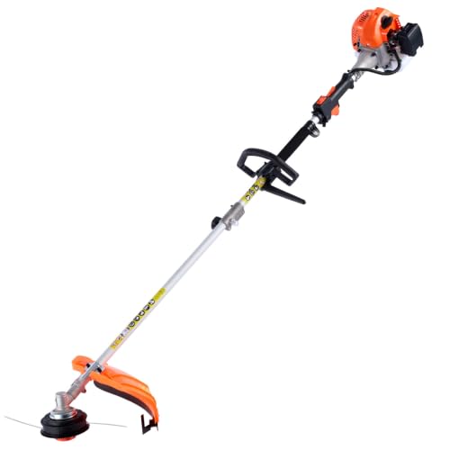 7-in-1 Gas Hedge Trimmer with 26CC 8500RPM Engine for Lawn Edging, Multi-Function Handheld Trimmer with 30-Inch Extension Pole & Safety Gear for High Hedges and Branch Cutting