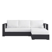 Modway Tahoe Modular Aluminum 2-Piece Outdoor Patio Furniture Gray White, Right-Facing Sectional Sofa Set with Weather-Resistant Cushions, Ideal for Deck, Backyard, Poolside