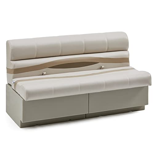 DeckMate 55'' Premium Pontoon Boat Seat Bench Ivory, Tan & Beige