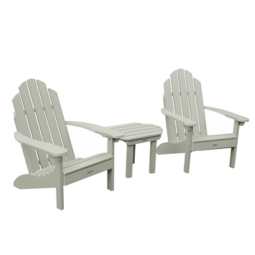 highwood Classic Westport Adirondack 3pc Set, 2 Chairs with Side Table, Eucalyptus
