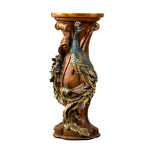Hassyee Ornate Peacock Pedestal Plant Stand, 32.7" European Classical Resin Column Sculpture, Decorative Flower Pot Holder Display Stand, Vintage Indoor Decor for Living Room, Entryway, Foyer (Brown)