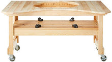 Primo 600 Cypress Wood Table for Primo Oval XL Grill, 4 Wheels