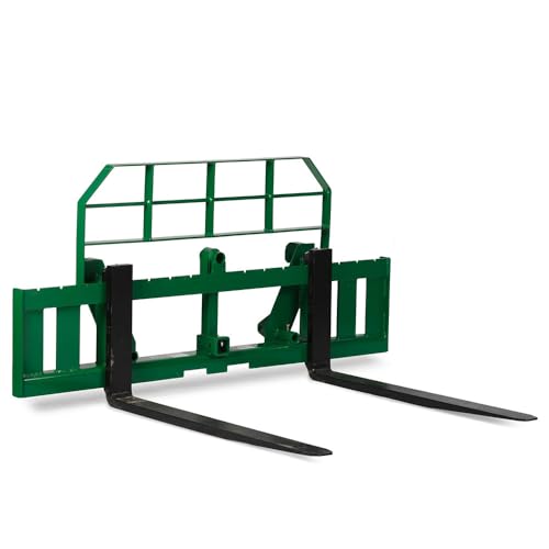 Titan Attachments 72" Pro Series Global Euro Extra Wide Pallet Fork Frame, 48" Fork Blades, Fits Global Euro Hookups, Rated 5000 LB, Conus 2 Hay Spear Sleeves and 2" Receiver Hitch Included