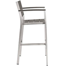 Modway Shore 5-Piece Aluminum Outdoor Patio Pub Bistro Set Silver Gray