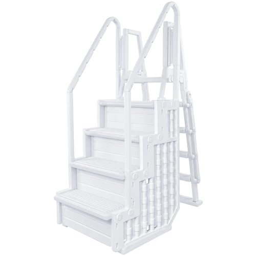 Aqua Select Everest in Pool Step and Outside Flip Up Ladder System | White