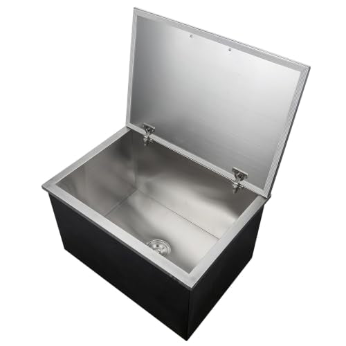 20" Built-in Ice Chest 107.5L, Stainless Steel Cooler Bin with Drain for Outdoor