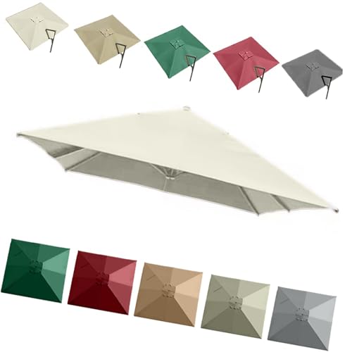 MXJCKSOQ 3X Cantilever Umbrella Replacement Canopy 8 Ribs UV-Resistant Patio Shade Cover for Yard & Pool Offset Parasol Sunshade Top Outdoor Fabric Double top,Beige-3m (10’) Double top