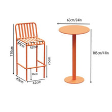 Bar Stool Round Metal Bar Table Set with 2 Vertical Slat Back Stools, Outdoor Counter Height Table Height 105cm/41inch for Small Places, Dining Room, Living Room, Cafe
