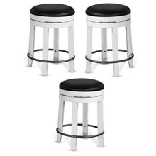 Home Square 24" Wood Backless Swivel Stool in White/Dark Brown - Set of 3