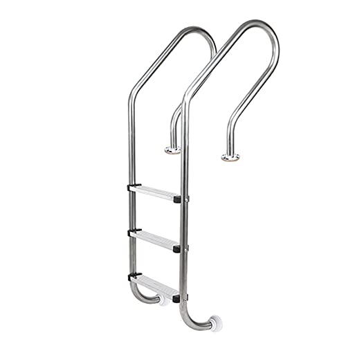 Swimming Pool Escalator 304 Stainless Steel Swimming Pool Special Ladder Frame 3-Level Non-Slip Water Ladder no Embedded/Silver / 50cm (Silver 50cm)
