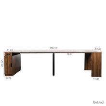 NTYUNRR 23.62”-118.11” Extendable Dining Room Table, 1-10 People Wood Long Foldable Tables with Storage Cabinet & Outlet, Space Saving Expanding Table with for Kitchen, Living Room, Party, Walnut