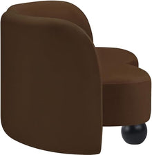 Meridian Furniture 44002Brown-L Daphne Collection Art Deco Loveseat with Rich Brown Velvet Fabric, Solid Wood Ball Legs, Solid Wood Inner Frame, 64" W x 34.5" D x 29" H, Brown
